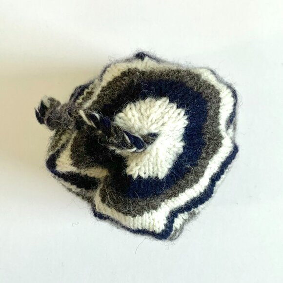 Nepal Wool Knit Winter Hat Toque Ear Flap Navy White Cottage Grandma Fisherman - Picture 7 of 15